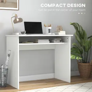 HOMCOM Computer Desk Writing Table Study Workstation Storage White Wood Grain