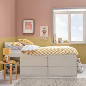 Single Wooden Cabin Bed With Mattress With 4 Drawers - Hybrid Mattress