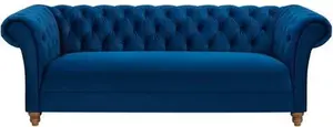 Navy Velvet Sofas - 3 Seater Sofa - Montgomery Range - Oak Furnitureland