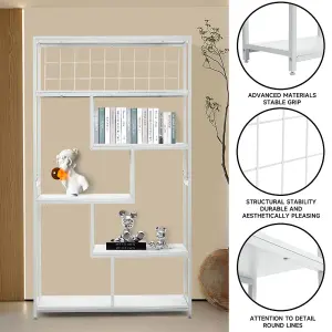 White Bookshelf Storage Rack with Open Shelves for Office