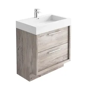 Walker 750mm Single Bathroom Vanity with Integrated Resin Basin Light Sawn Oak