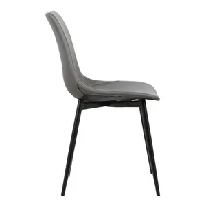 Bixler Contemporary Armless Upholstered Dining Chair with Black Metal Legs Grey