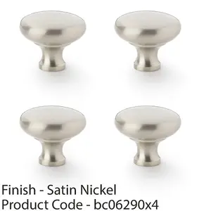 4 PACK - Victorian Round Door Knob - Satin Nickel 38mm - Kitchen Cabinet Pull Handle