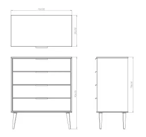 Ready assembled Matt grey & white 4 Drawer Chest of drawers (H)910mm (W)765mm (D)395mm