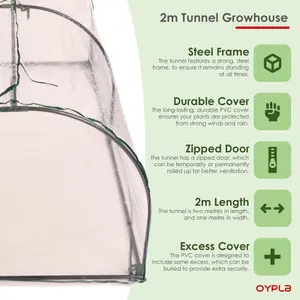 Oypla Tunnel Growhouse Garden Plant Greenhouse with PVC Cover - 200x100x80cm