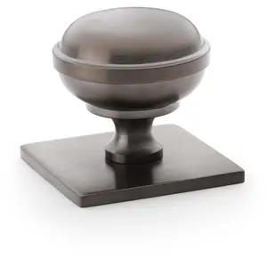 Classic Round Cabinet Door Knob & Matching Backplate - Dark Bronze 34mm Handle