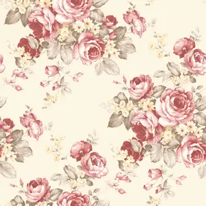 Galerie Abby Rose 4 Red Creamgreen Grand Floral Smooth Wallpaper