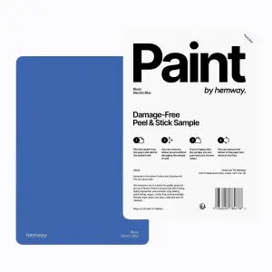 Hemway Chalk Based Furniture Paint Matt A5 Sample, Electric Blue, Peel & Stick Swatch For Interior Walls Wood