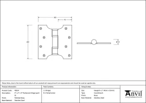 From The Anvil Polished Brass 4 Inch x 2 Inch x 4 Inch  Parliament Hinge (pair) ss