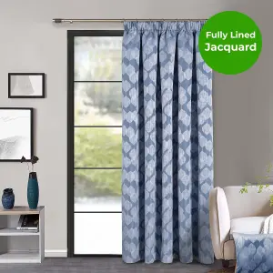 Home Curtains Halo Lined 45w x 84d" (114x213cm) Blue Pencil Pleat Door Curtain (1)