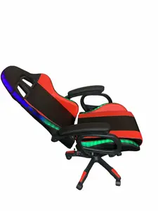 Gaming Chair Black and Red with LED Lights