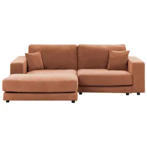 Corner Sofa LOFOTEN Light Red Fabric 3 Seater Right Hand