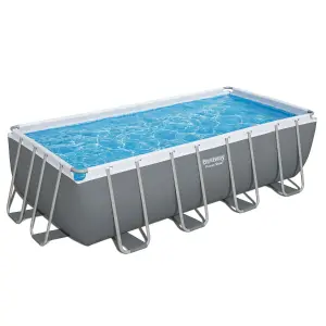 Bestway 16ft x 8ft x 48" Rectangular Power Steel Above Ground Swimming Pool, Filter Pump & Accessories (2024 Version)