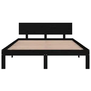 Berkfield Bed Frame Black Solid Wood 150x200 cm King Size