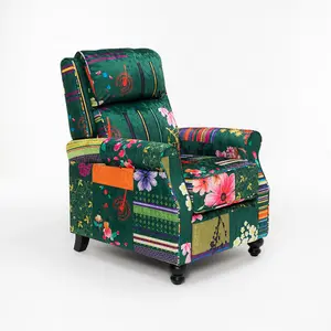 Fabric Green Patchwork Mary Manual Recliner Chair