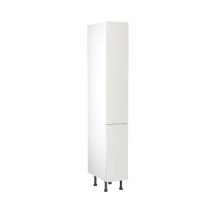 Kitchen Kit Larder Tall Unit with Pull Out Storage 300mm w/ Slab Cabinet Door - Super Gloss White