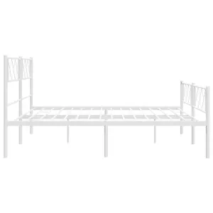 Berkfield Metal Bed Frame with Headboard and Footboard White 183x213 cm