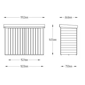 Forest Garden 2000L Tongue & groove Pent Garden storage 1450mm 1950mm