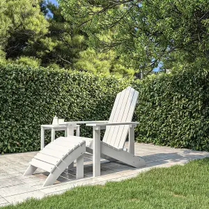 Berkfield Garden Adirondack Chair with Footstool HDPE White