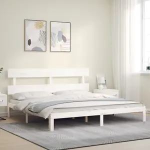 Berkfield Bed Frame with Headboard White 200x200 cm Solid Wood