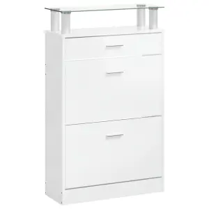 Berkfield Shoe Cabinet High Gloss White 63x24x104 cm Engineered Wood