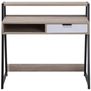 Home Office Desk with Storage Light Wood CALVIN