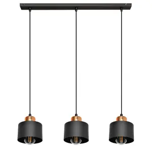 Luminosa Edison Straight Bar Pendant Ceiling Light Black, Copper 12cm