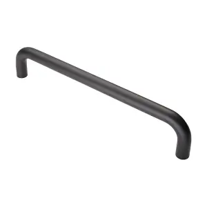 4x Round D Bar Pull Handle 319 x 19mm 300mm Fixing Centres Matt Black