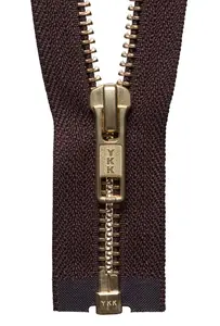 BRASS O/END ZIP 61CM - Brass Metal Open End Zip: 61cm: Brown - YKK