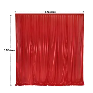 3x3 M Ice Silk Backdrop Curtain Photography Scenery for Christmas Events Decor, Red