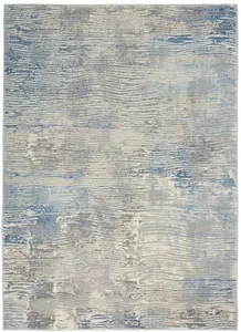 Grey Blue Modern Easy to Clean Abstract Rug for Living Room, Bedroom - 160cm X 221cm