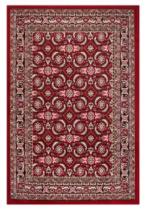 Red Traditional Floral Bordered Rug Easy to clean Dining Room-67cm X 200cm