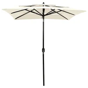 Berkfield 3-Tier Parasol with Aluminium Pole Sand 2x2 m