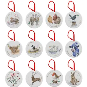 Wrendale Designs 12 Christmas Decorations (Set of 12)