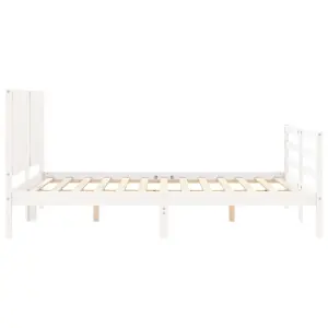 Berkfield Bed Frame with Headboard White 160x200 cm Solid Wood