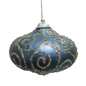 Glitter Swirl  Ornament Type Blue/Platinum