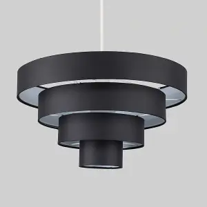 ValueLights Nevada Modern 4 Tier Black Fabric Ceiling Pendant Light Shade