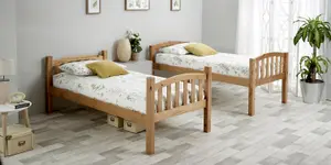 Mya Pine Wooden Single Bunk Bed With Orthopaedic Mattresses