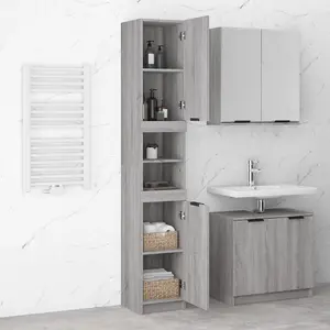 Berkfield Bathroom Cabinet Grey Sonoma 32x34x188.5 cm Engineered Wood