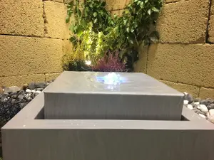 Zinc Cube Modern Metal Mains Plugin Powered Water Feature