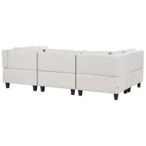 5-Seater Modular Fabric Sofa with Ottoman Light Beige UNSTAD