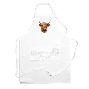 Purely Home Country Farm Highland Cow Apron - Farm Kitchen Cooking & Baking Gift