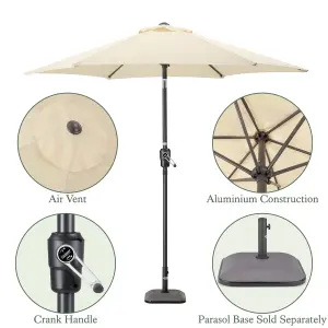 2.4m Crank and Tilt Parasol - Cream