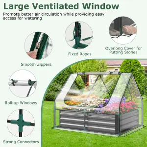 Costway Outdoor Mini Greenhouse w/ Roll-up Zipper Doors & Raised Garden Bed 127 x 95 x 93 cm