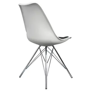 Soho White and Black Plastic Dining Chair with Chrome Metal Legs