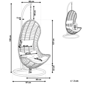 Hanging Chair with Stand PINETO PE Rattan Natural