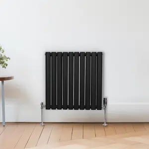 Oval Column Radiator & Valves - 600mm x 600mm - Black