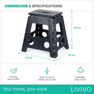 LIVIVO Lightweight Compact Foldable Step Stool - Black