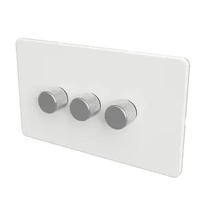 WIFI 2-WAY LED DIMMER SWITCH - Slim White/Silver 3-Gang