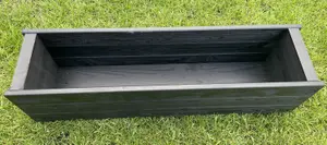 Wooden Black Trough Planter Rectangular Garden Window Box Large Fully Assembled 1000mm